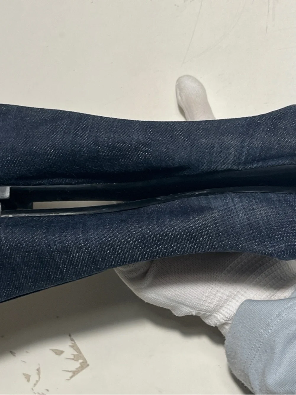 CHANEL Dark Navy Denim Ballet Flats